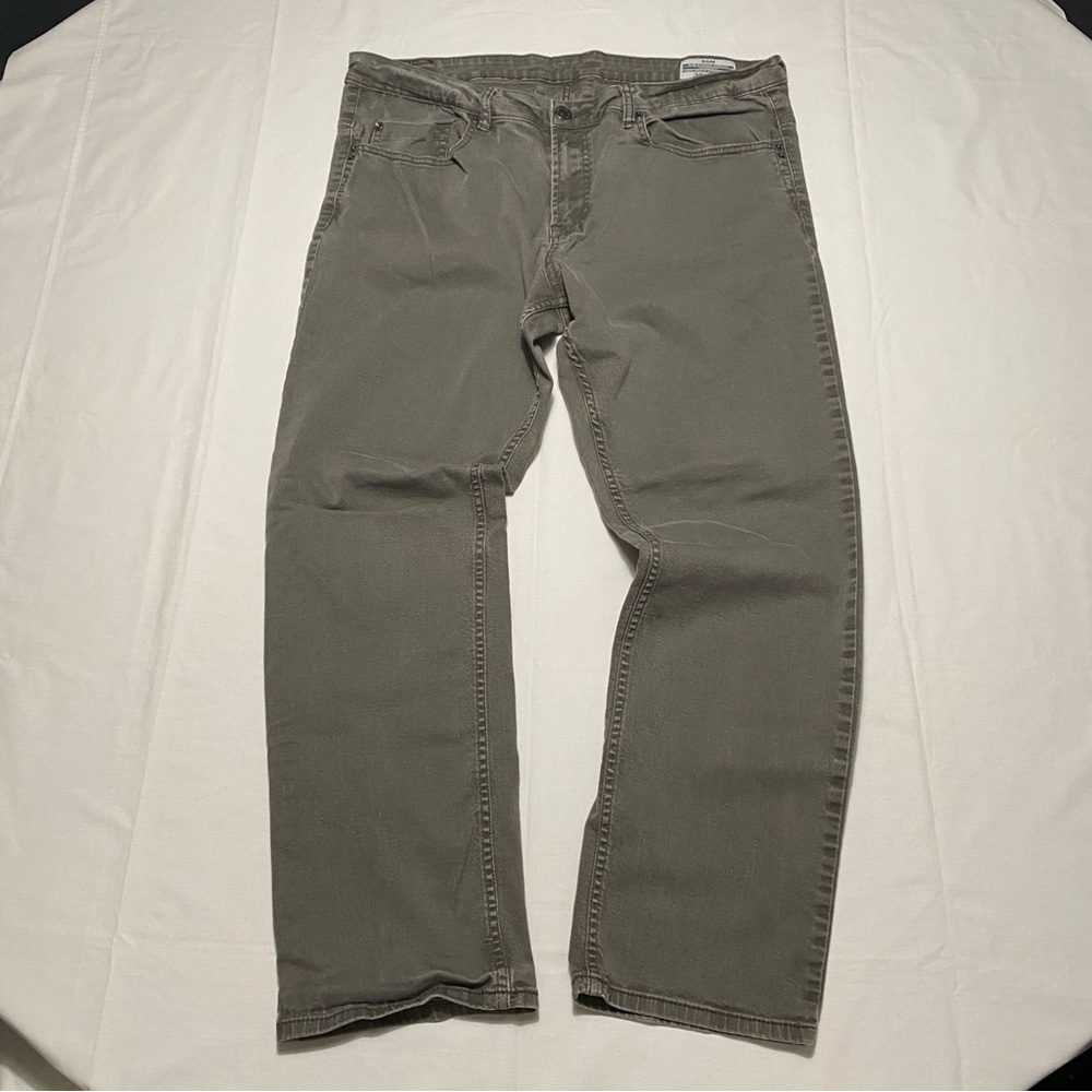 Buffalo Men’s Sam Slim Straight Jeans Olive Grey Wash Stretch Denim 38x32